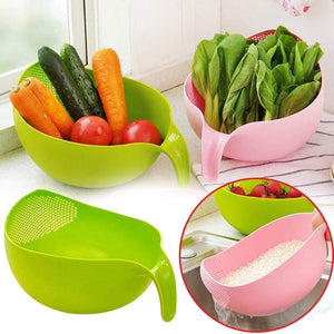 156 Rice Bowl Thick Drain Basket with Handle - FridayBasket