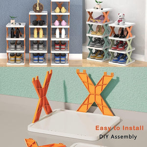 Maximize Space and Style with the Corner Smart Foldable Shoes Shelf 4 Tier Shoe Rack!"