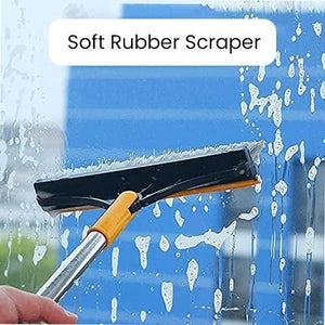 Floor Scrub Brush with Squeegee, Floor Brush Scrubber with Long Handle, Premium Rotating Bathroom Kitchen Crevice Cleaning Brush, 120 Degree Triangular Rotating Brush Head