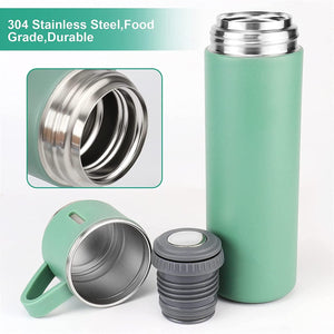 Arsha lifestyle Stainless Steel Vacuum Flask Set with 3 Steel Cups Combo for Coffee Hot Drink and Cold Water Flask Ideal Gifting Travel Friendly Latest Flask Bottle. (500ml)