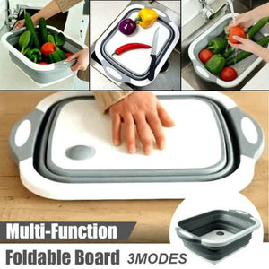 Foldable Chopping Board, Dish Rack, Washing Bowl & Draining Basket, 3in1 Multi-Function